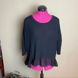 AEO Black Ruffle Hem Sweater